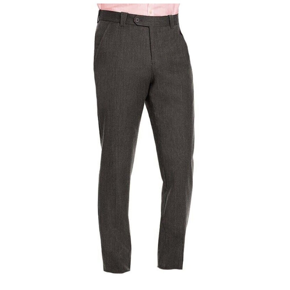 New For Bloomingdales Wool Blend Tailored Fit Flat Front Charcoal Pants 36 x 32